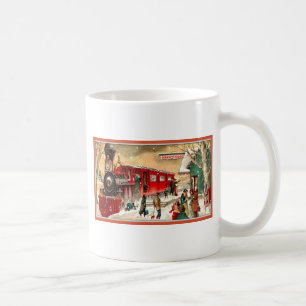 Vintage Weihnachtsfeiertags-Zug-Station Kaffeetasse