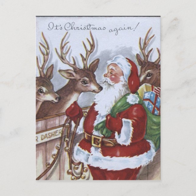 Vintage Weihnachtsfeiertagskarte Feiertagspostkarte (Vorderseite)