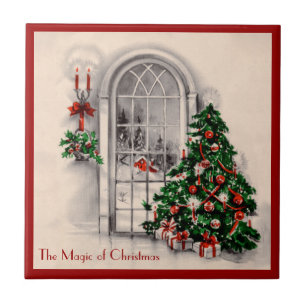 Vintage-Weihnachtsfenster-Kachel Fliese