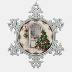 Vintage-Weihnachtsfensterlichter Schneeflocken Zinn-Ornament