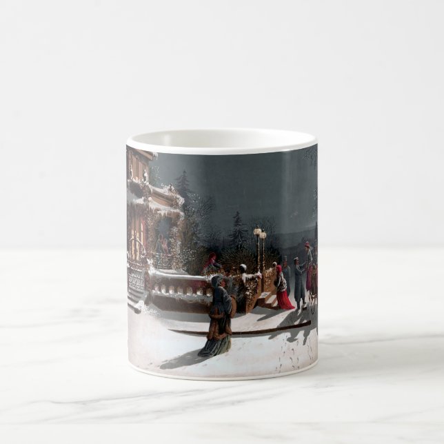 Vintage Weihnachtsferien im Mondlicht Kaffeetasse (Mittel)