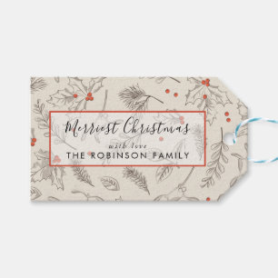 Vintage-Weihnachtsfest personalisiert Geschenkanhänger