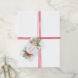 Vintage Weihnachtsfloristik Geschenkanhänger