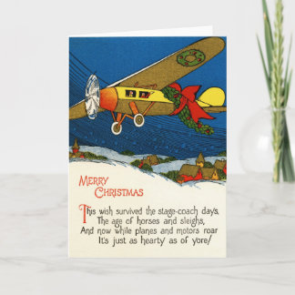 Vintage-Weihnachtsflugzeug Feiertagskarte