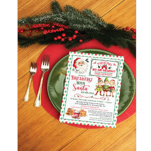 Vintage-Weihnachtsfrühstück mit Weihnachtsmann-Fei Einladung
