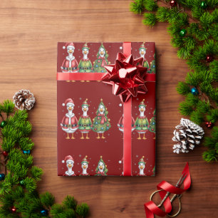 Vintage-Weihnachtsgans-Santa-Ente-Silly-Gans Geschenkpapier