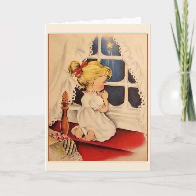 Vintage Weihnachtsgebets-Weihnachtskarte Feiertagskarte (Vorderseite)