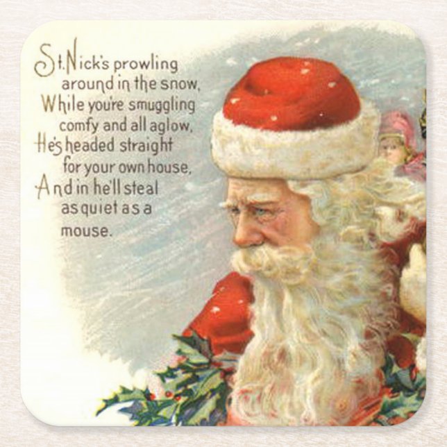 Vintage Weihnachtsgedicht Rechteckiger Pappuntersetzer (Vorderseite)