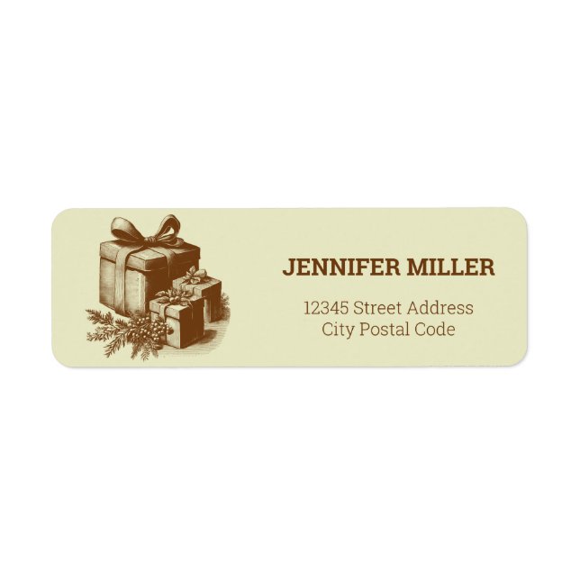 Vintage Weihnachtsgeschenke Dekoration Label (Vorne)