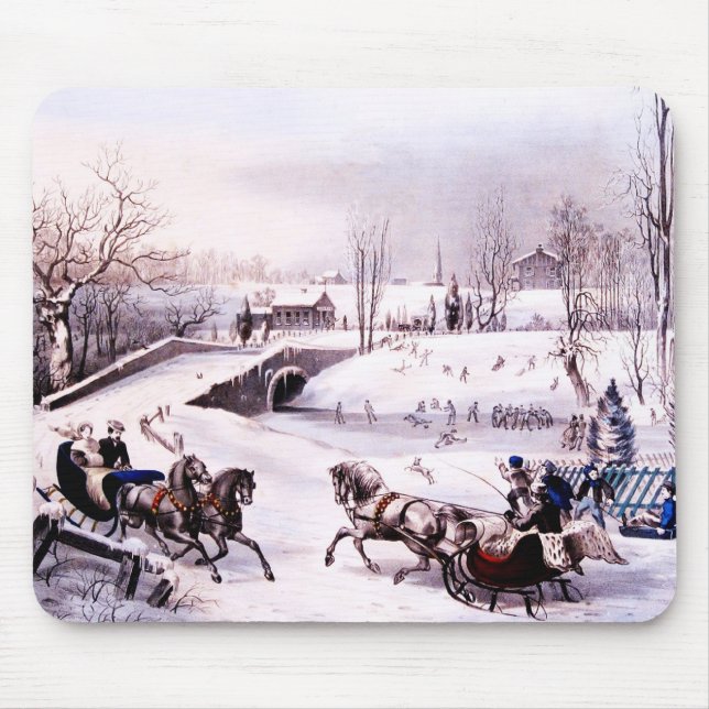 Vintage Weihnachtsgeschenke im Winter Mousepad (Vorne)
