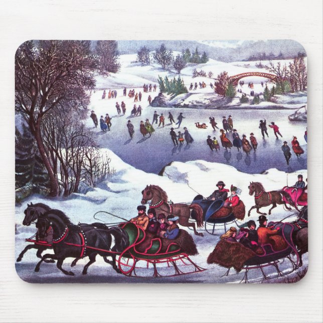 Vintage Weihnachtsgeschenke im Winter Mousepad (Vorne)