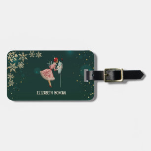 Vintage-Weihnachtsgirl, Schneeflocken   Gepäckanhänger