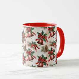 Vintage-Weihnachtsglocken-Holly-Mug-Geschenk Tasse