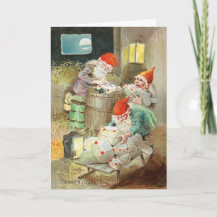 Vintage-Weihnachtsgnome-Kunst von Jenny Nystrom Feiertagskarte