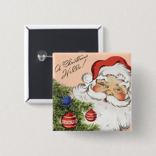 Vintage-Weihnachtsgruß! Fröhlicher Weihnachtsmann Button