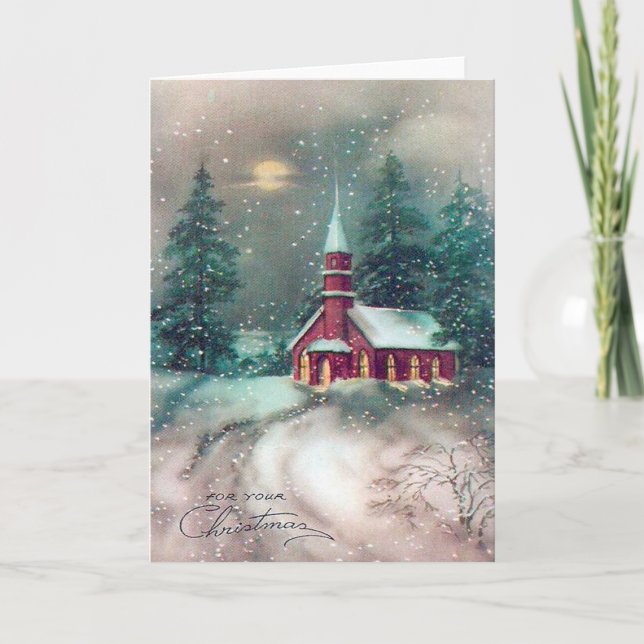 Vintage Weihnachtsgruß-Karte Feiertagskarte (Vorderseite)