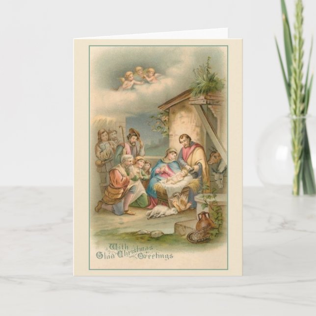Vintage Weihnachtsgrüße Feiertagskarte (Vorderseite)