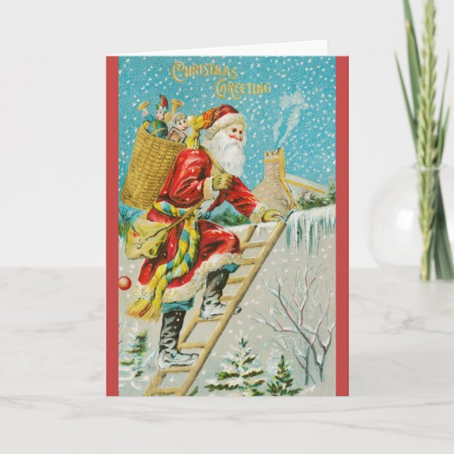 Vintage Weihnachtsgrüße Feiertagskarte (Vorderseite)