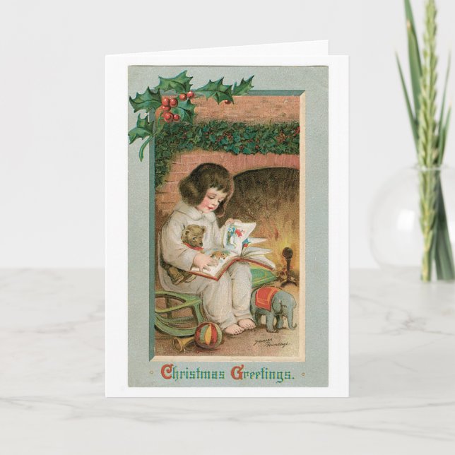 Vintage Weihnachtsgrüße Feiertagskarte (Vorderseite)
