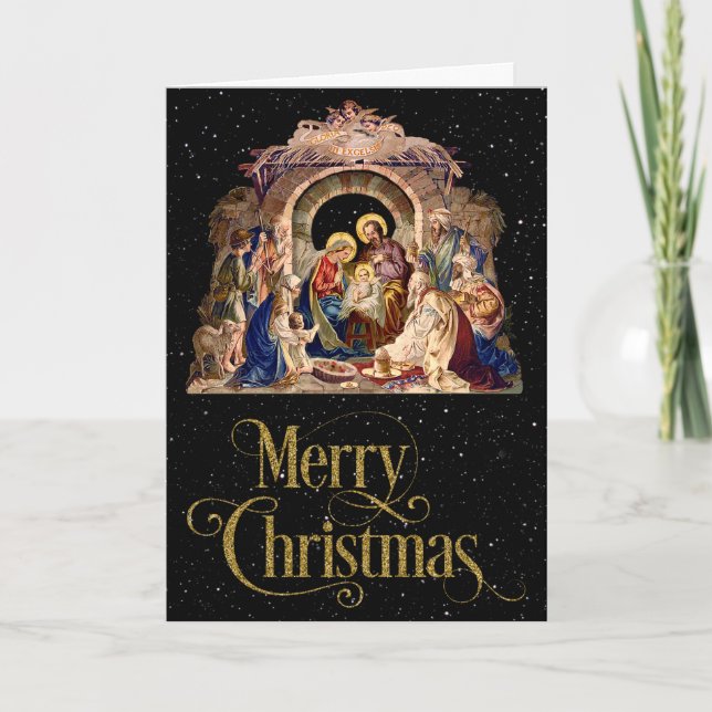 Vintage Weihnachtsgrüße Feiertagskarte (Vorderseite)