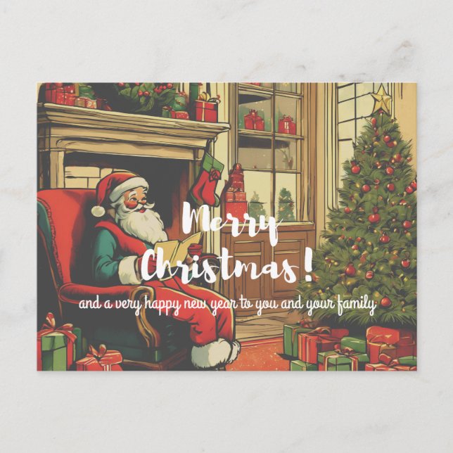 Vintage Weihnachtsgrüße Feiertagspostkarte (Vorderseite)