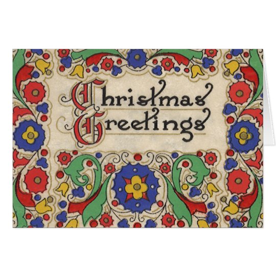 Vintage Weihnachtsgrüße mit dekorativer Grenze Karte