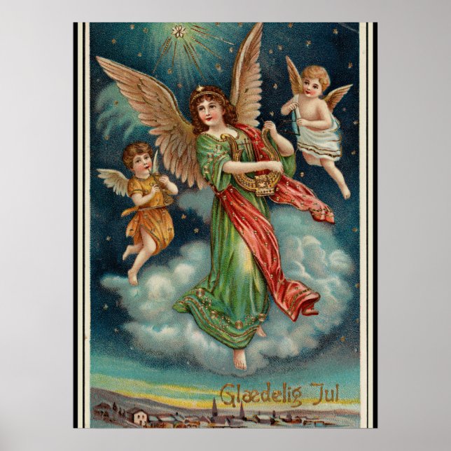 Vintage Weihnachtsgrüße Norwegens, Poster (Vorne)