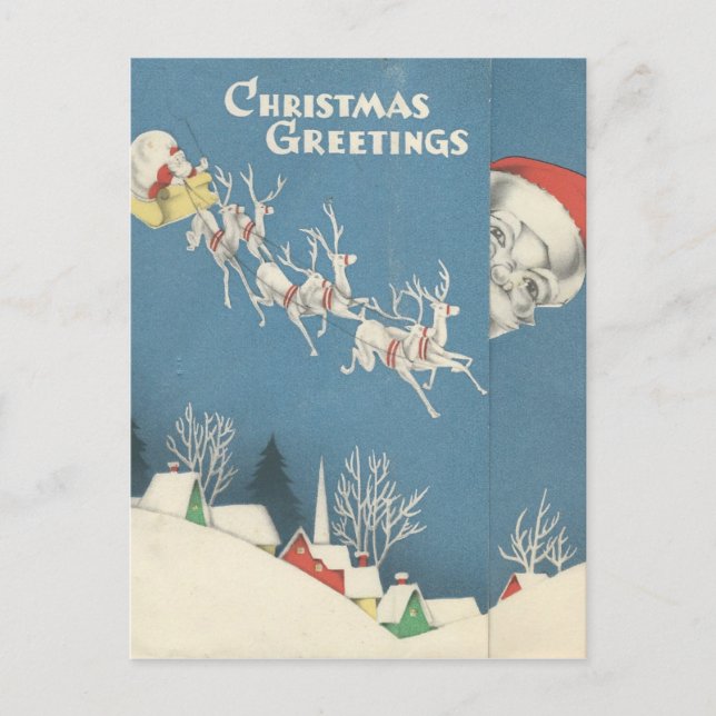 Vintage Weihnachtsgrüße Peking Santa Feiertagspostkarte (Vorderseite)