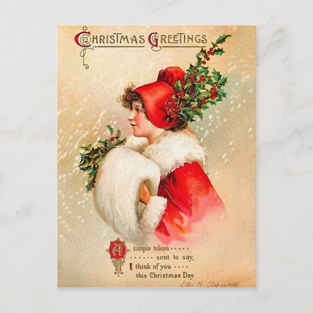Vintage Weihnachtsgrüße Postkarte (Vorderseite)
