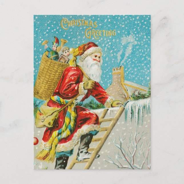 Vintage Weihnachtsgrüße Postkarte (Vorderseite)