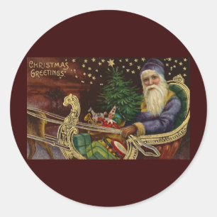 Vintage Weihnachtsgrüße Runder Aufkleber