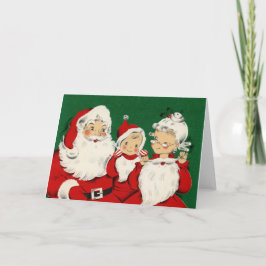 Vintage Weihnachtsgrüßkarte der Weihnachtsfamilie Feiertagskarte