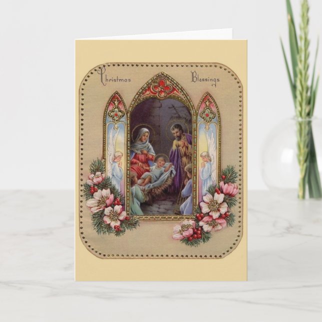 Vintage Weihnachtsgrußkarte Feiertagskarte (Vorderseite)