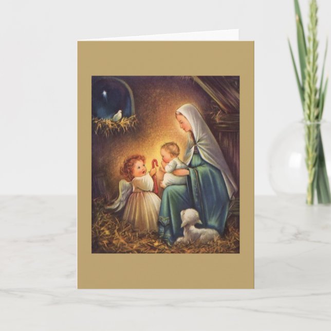Vintage Weihnachtsgrußkarte Feiertagskarte (Vorderseite)