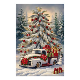 Vintage-Weihnachtsgrußkarte – Majestätischer Schne Fotodruck