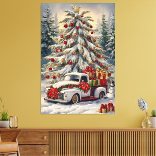 Vintage-Weihnachtsgrußkarte – Majestätischer Schne Leinwanddruck