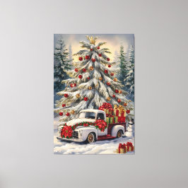 Vintage-Weihnachtsgrußkarte – Majestätischer Schne Leinwanddruck
