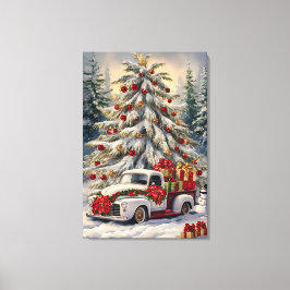 Vintage-Weihnachtsgrußkarte – Majestätischer Schne Leinwanddruck