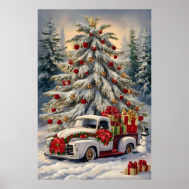Vintage-Weihnachtsgrußkarte – Majestätischer Schne Poster