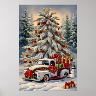 Vintage-Weihnachtsgrußkarte – Majestätischer Schne Poster