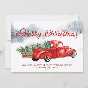 Vintage-Weihnachtsgrußkarte mit rotem Lastwagen