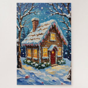 Vintage-Weihnachtshaus im verzauberten Winter