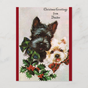 Vintage-Weihnachtshunde Feiertagspostkarte