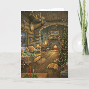 Vintage Weihnachtshütte Feiertagskarte
