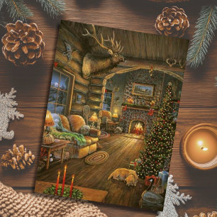 Vintage Weihnachtshütte Feiertagspostkarte