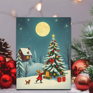 Vintage-Weihnachtsillustration Feiertagspostkarte