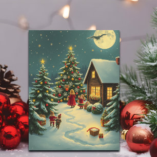 Vintage-Weihnachtsillustration Feiertagspostkarte