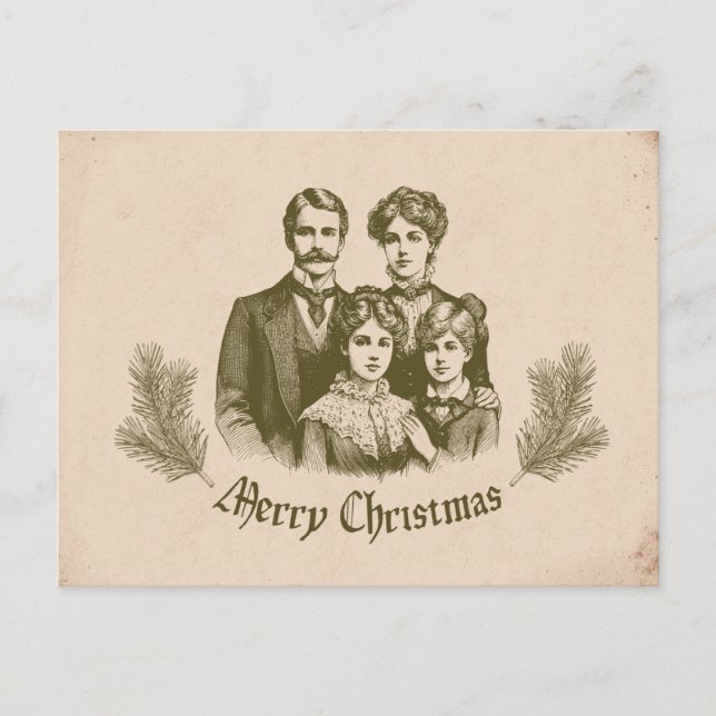 Vintage Weihnachtsillustrierung Feiertagspostkarte (Vorderseite)
