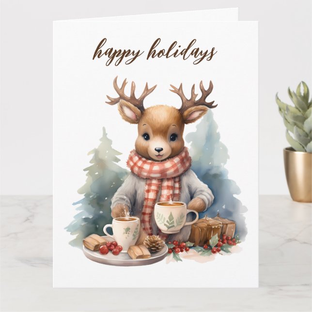 Vintage Weihnachtskarte Aquarellbild Karte (Kleine Pflanze)