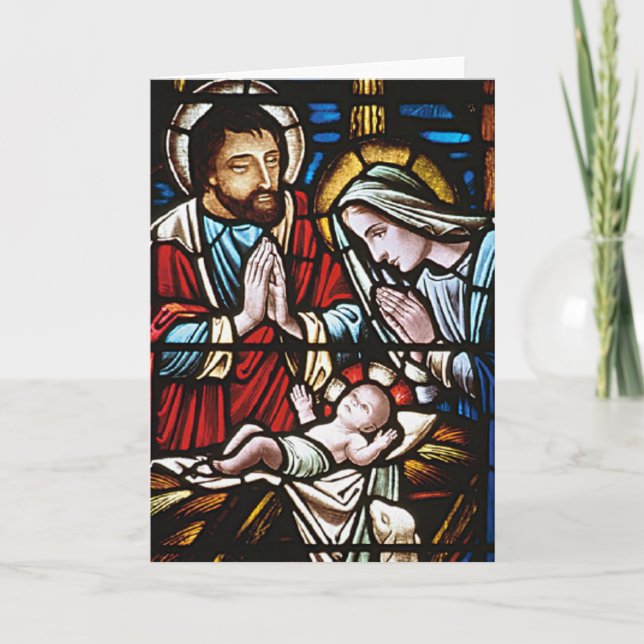 Vintage Weihnachtskarte aus verkettetem Glas Feiertagskarte (Vorderseite)